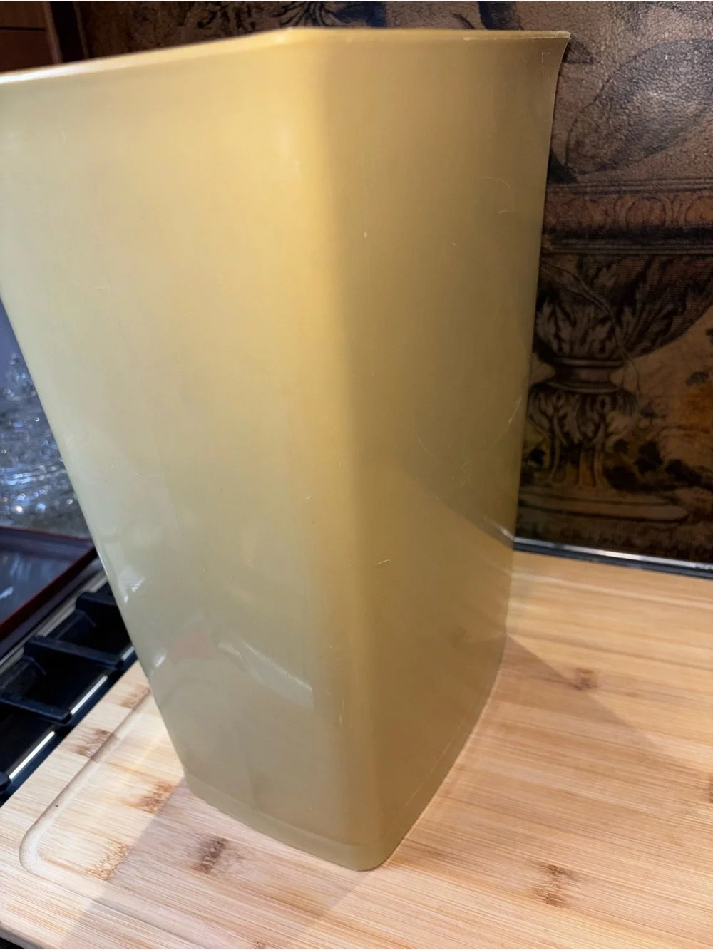 Cream Decorative Wastebasket with Abstract Accent - Unbranded